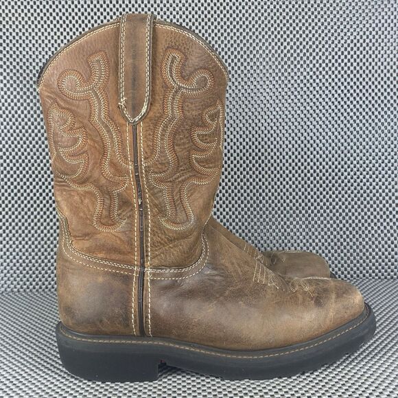 JB Dillon Cowboy Boots Mens 6.5 D Brown Leather Western Made In Mexico - Picture 1 of 15
